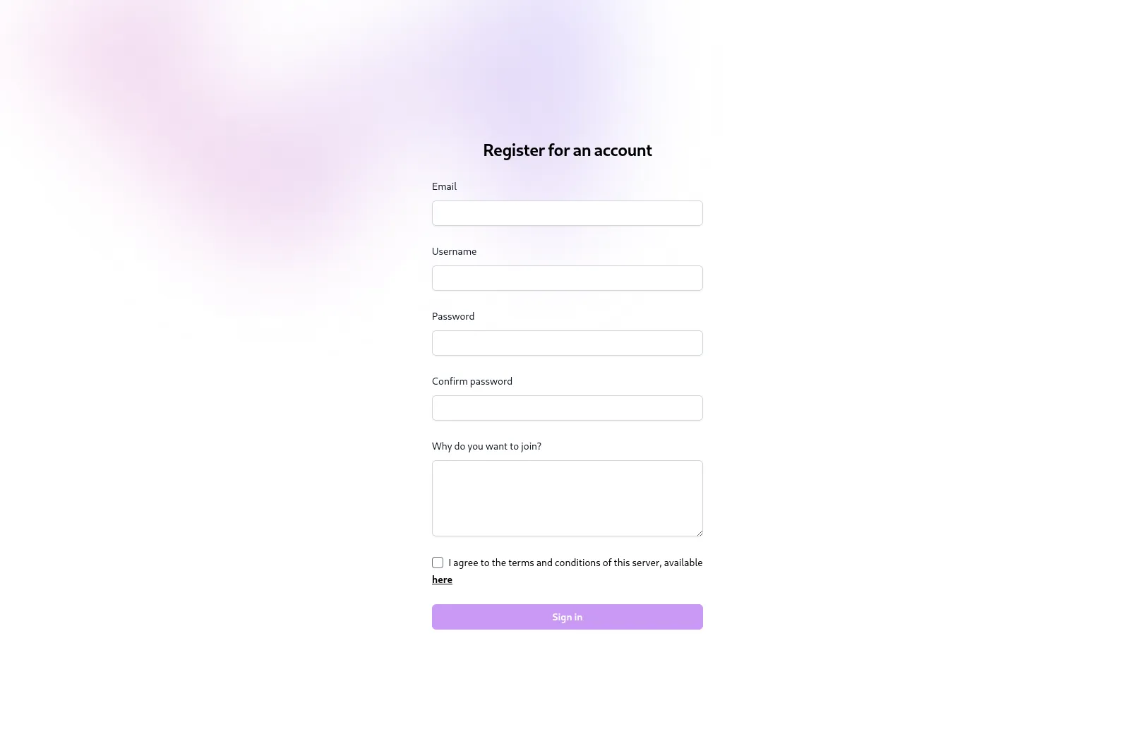 Registration Page